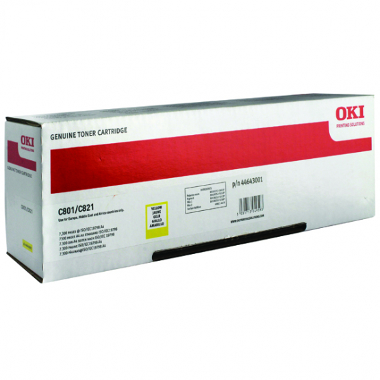 Oki C801/821 Yellow Original Toner Cartridge (44643001) 